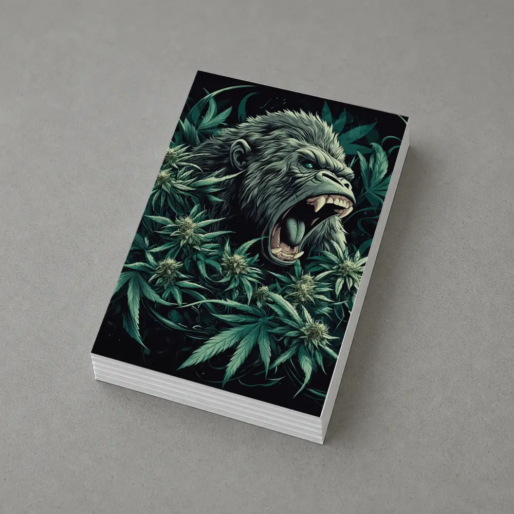 Roaring Gorilla Surrounded By Cannabis Leaves – Postcards