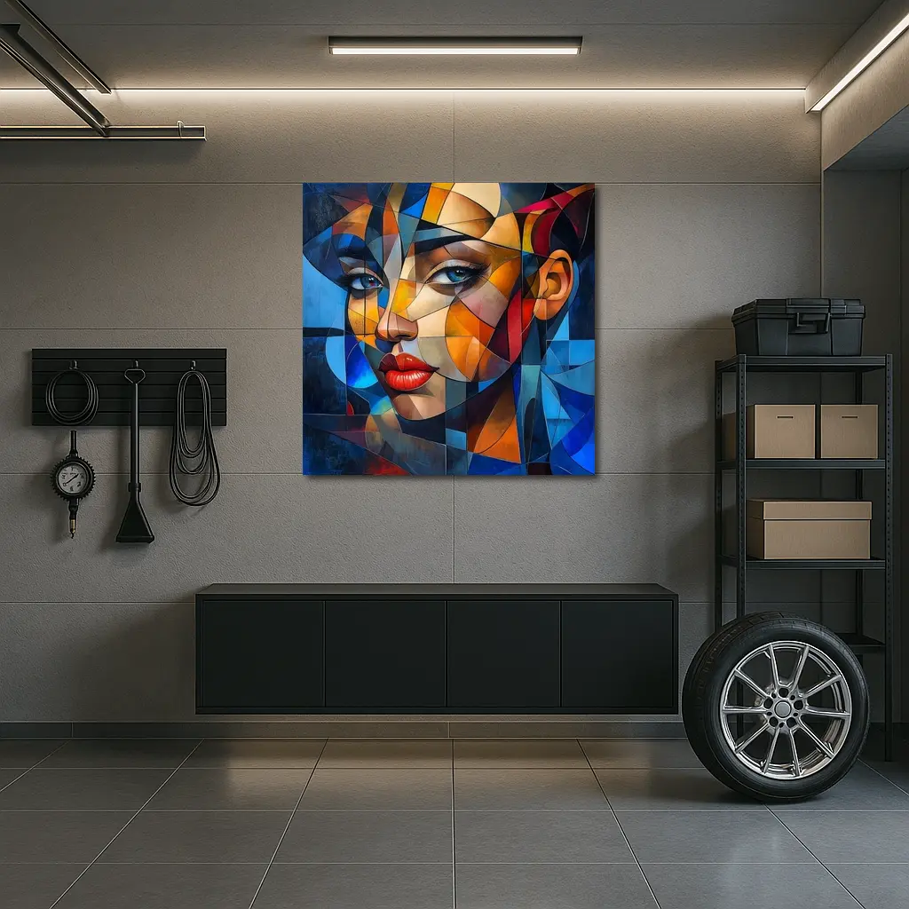 Cubist Abstract Woman Portrait Geometric Art – Wall Art