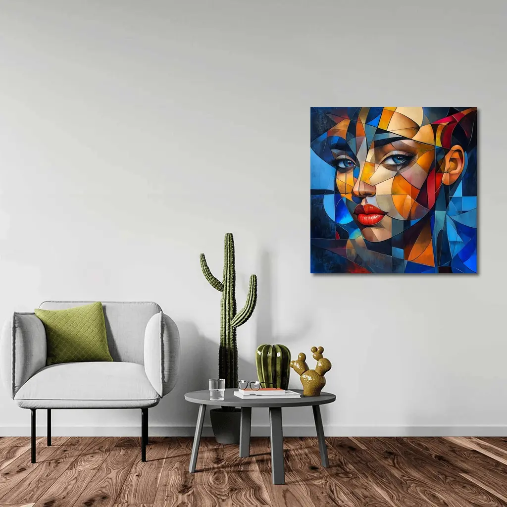 Cubist Abstract Woman Portrait Geometric Art – Wall Art