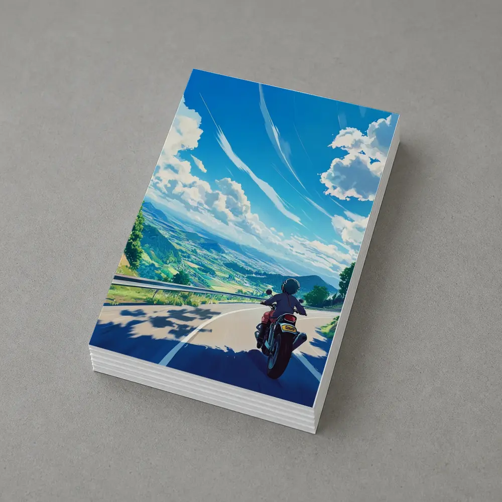 Anime Motorcycle Rider Open Road Countryside – Postcards
