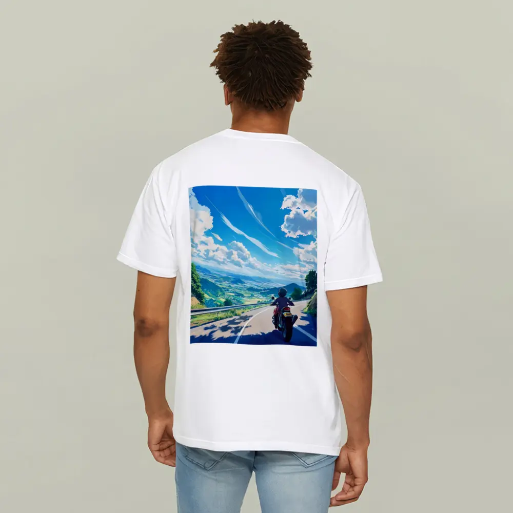 Anime Motorcycle Rider Open Road Countryside – T-Shirts