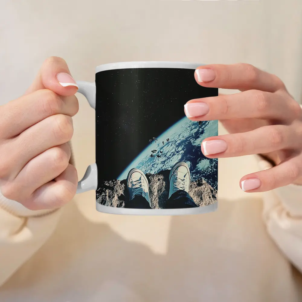 Astronaut Sneakers Standing On Moon Earth – Mugs
