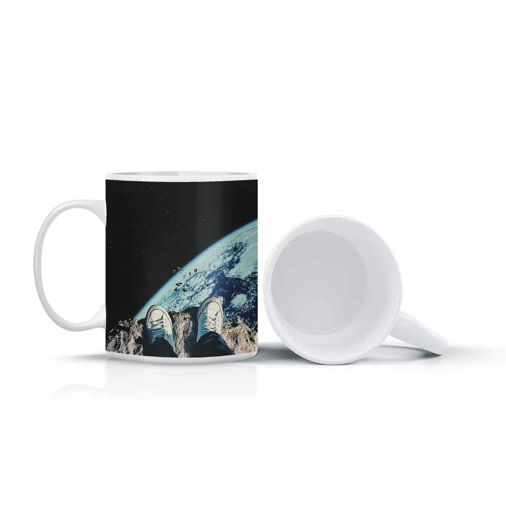 Astronaut Sneakers Standing On Moon Earth – Mugs