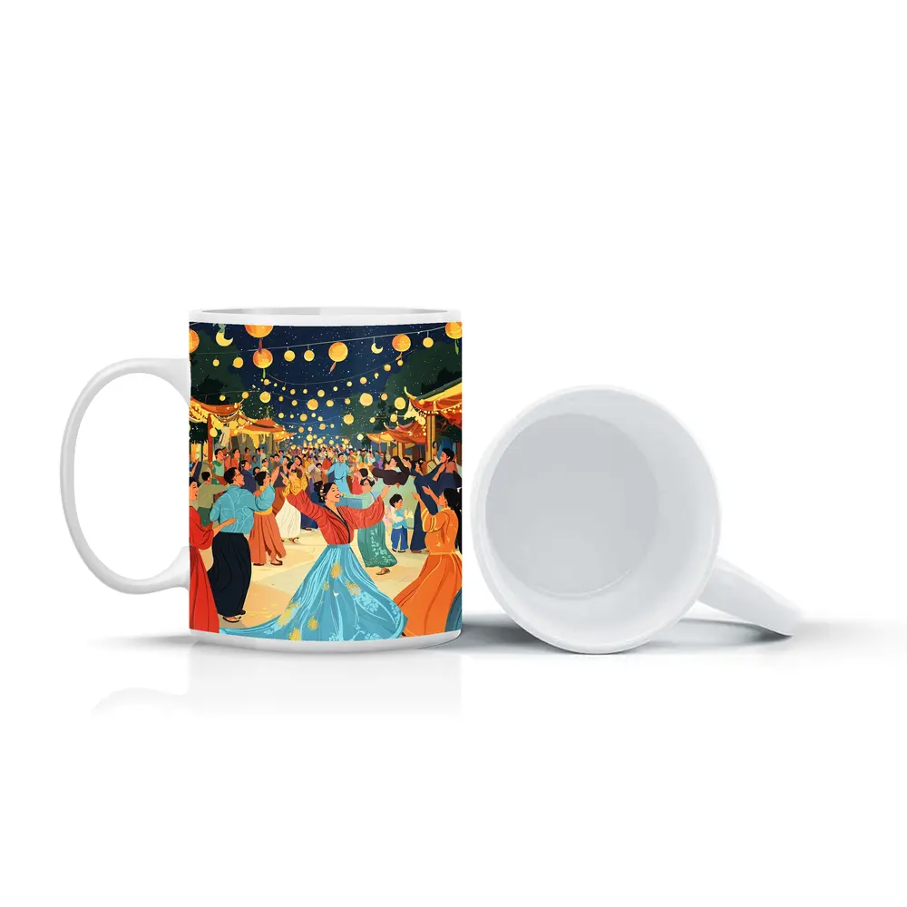 Mid Autumn Festival Dance Lanterns Night Illustration – Mugs