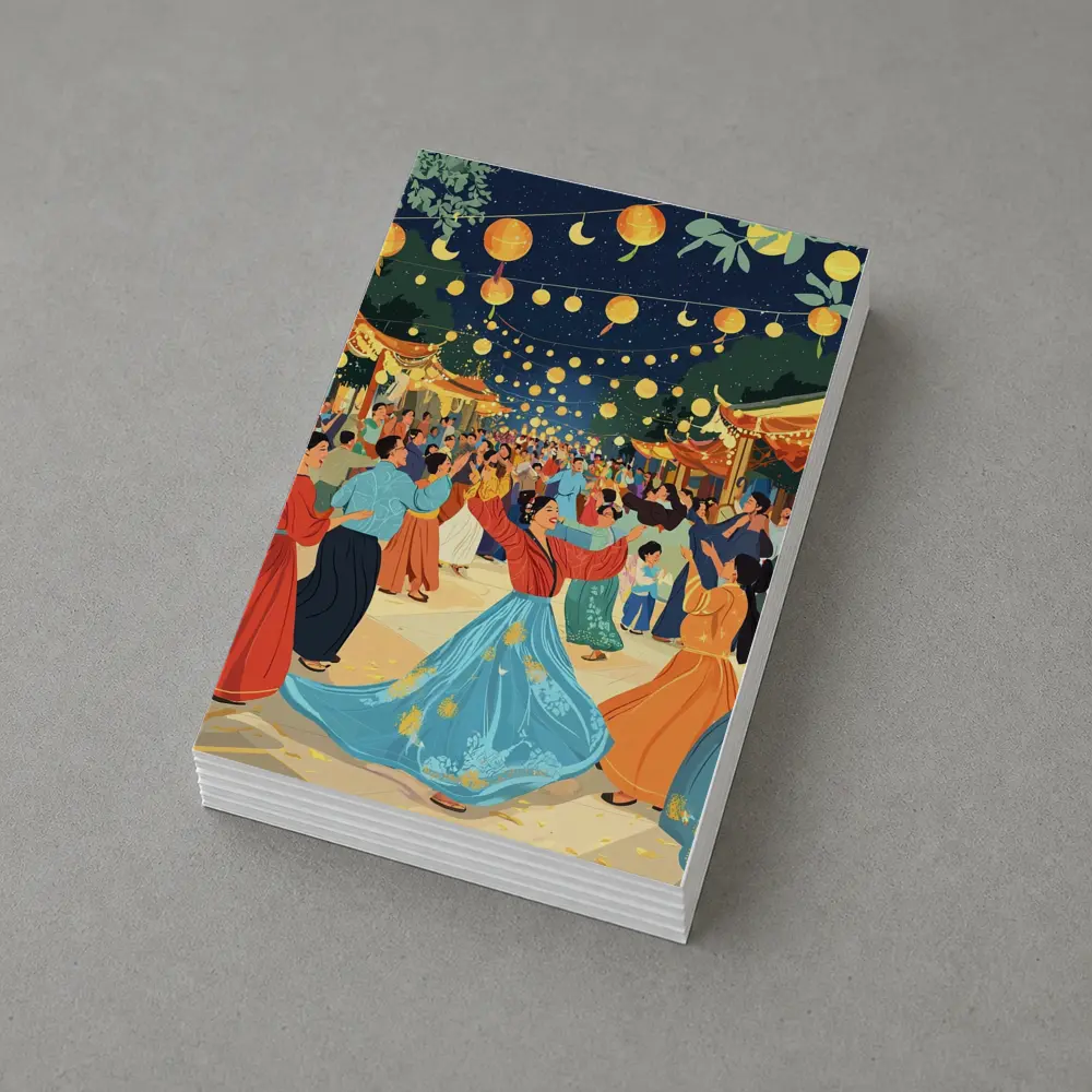 Mid Autumn Festival Dance Lanterns Night Illustration – Postcards