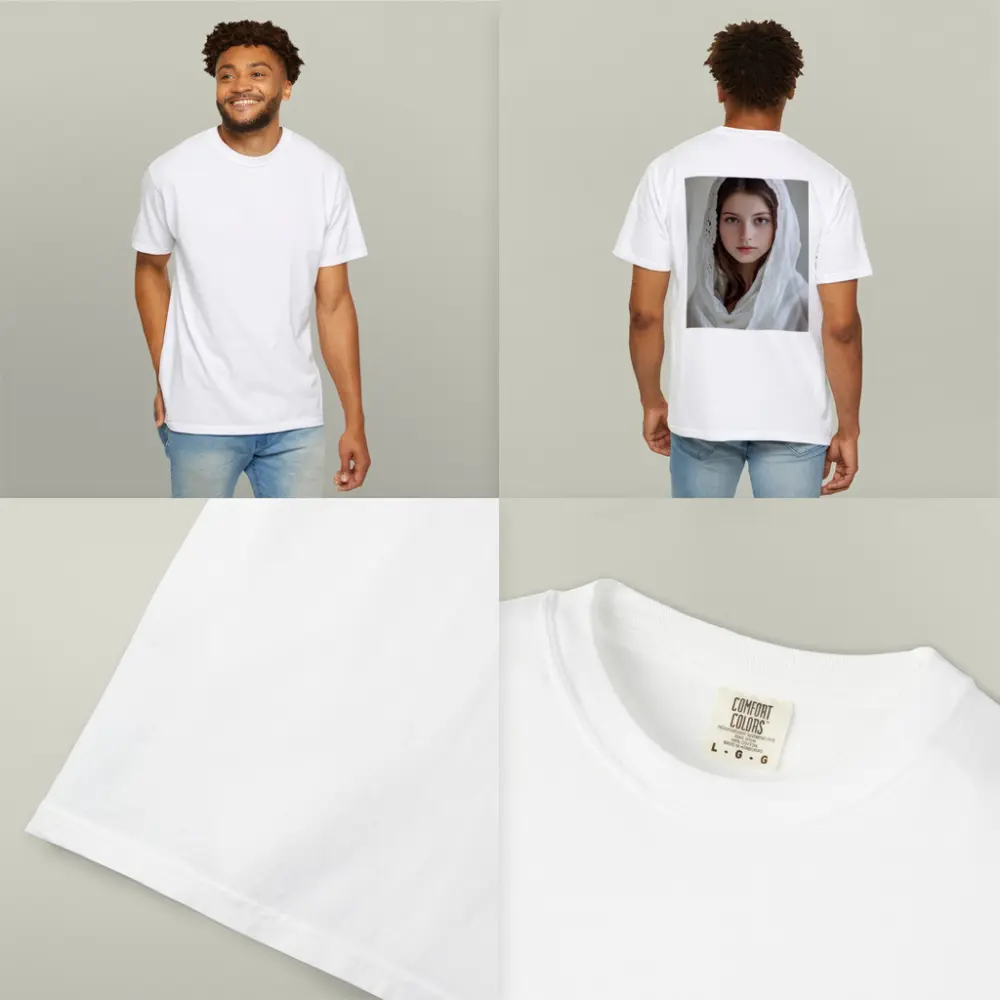 Young Woman White Lace Veil Portrait – T-Shirts