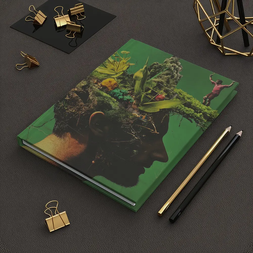 Man Head Nature Growth Collage Green Background – Notebooks