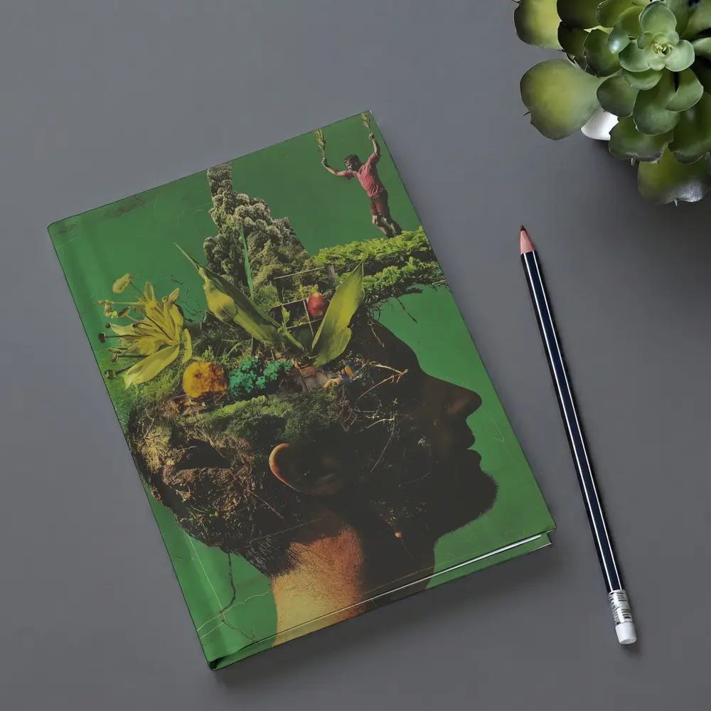 Man Head Nature Growth Collage Green Background – Notebooks
