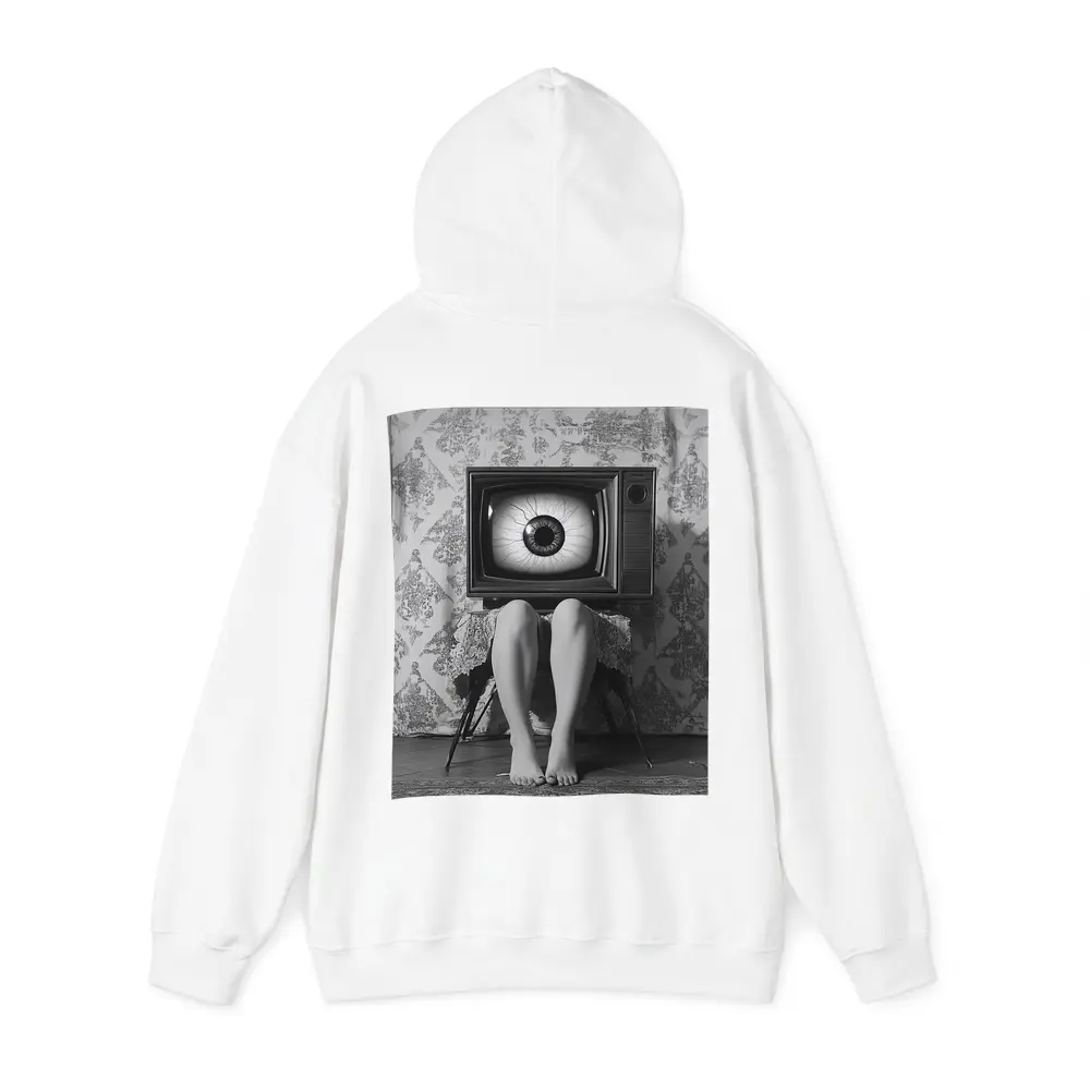 Retro TV Giant Eye Surreal Black White – Hoodies