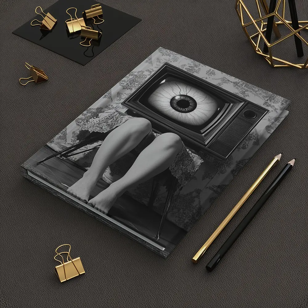 Retro TV Giant Eye Surreal Black White – Notebooks