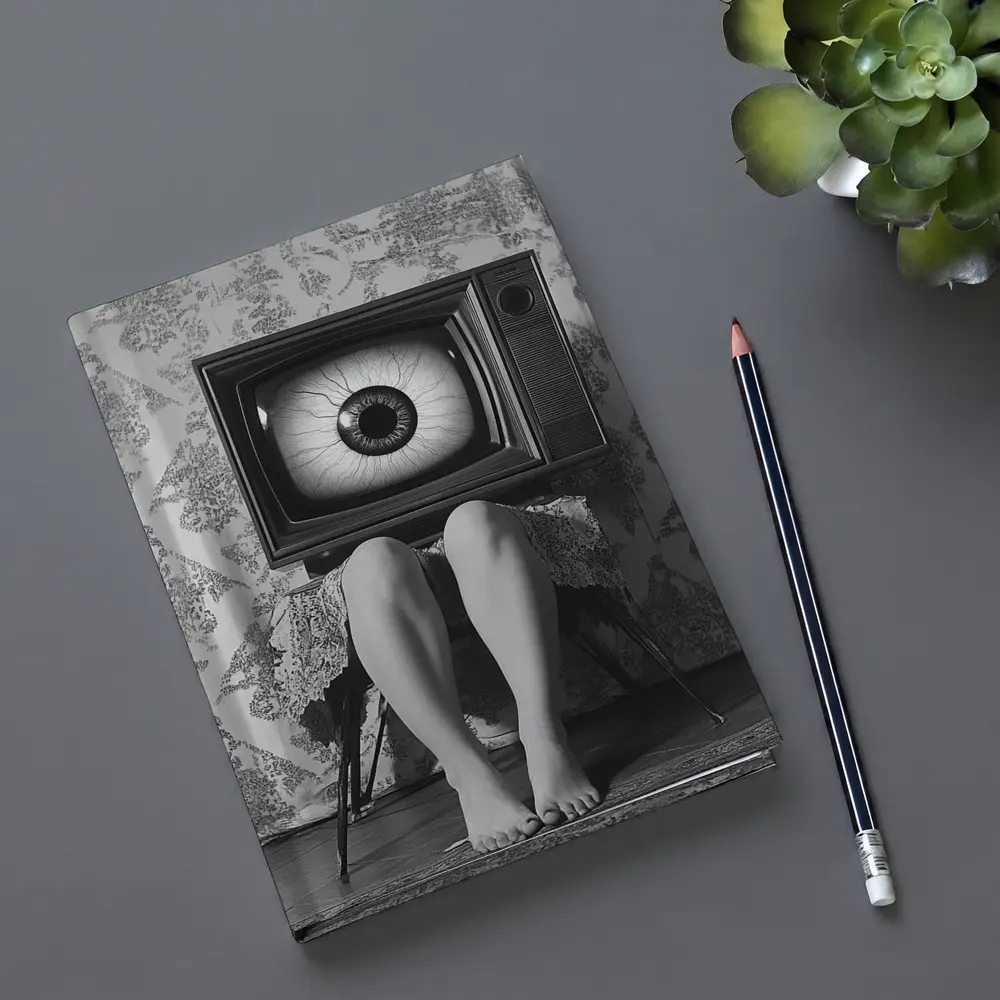 Retro TV Giant Eye Surreal Black White – Notebooks
