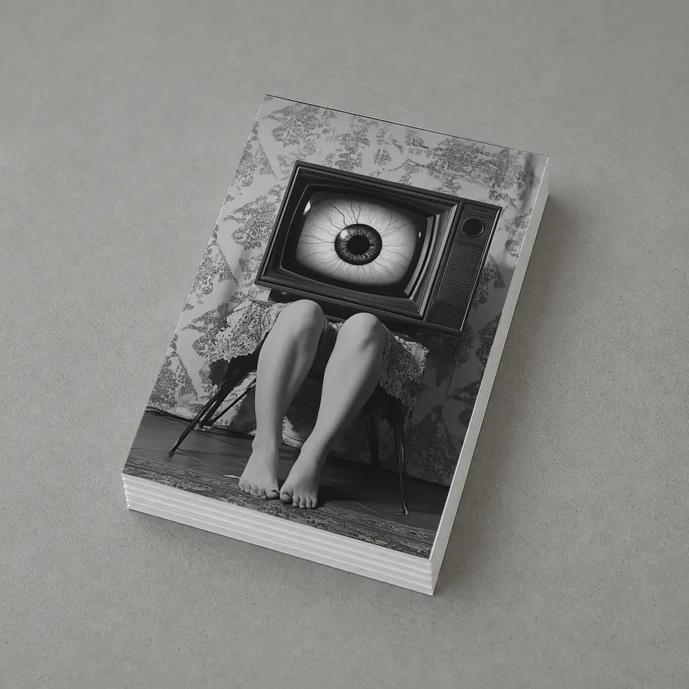 Retro TV Giant Eye Surreal Black White – Postcards