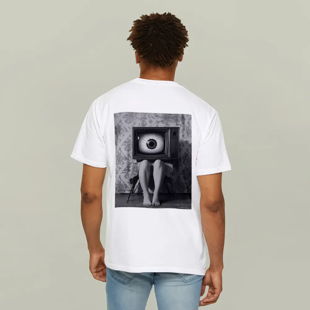 Retro TV Giant Eye Surreal Black White – T-Shirts