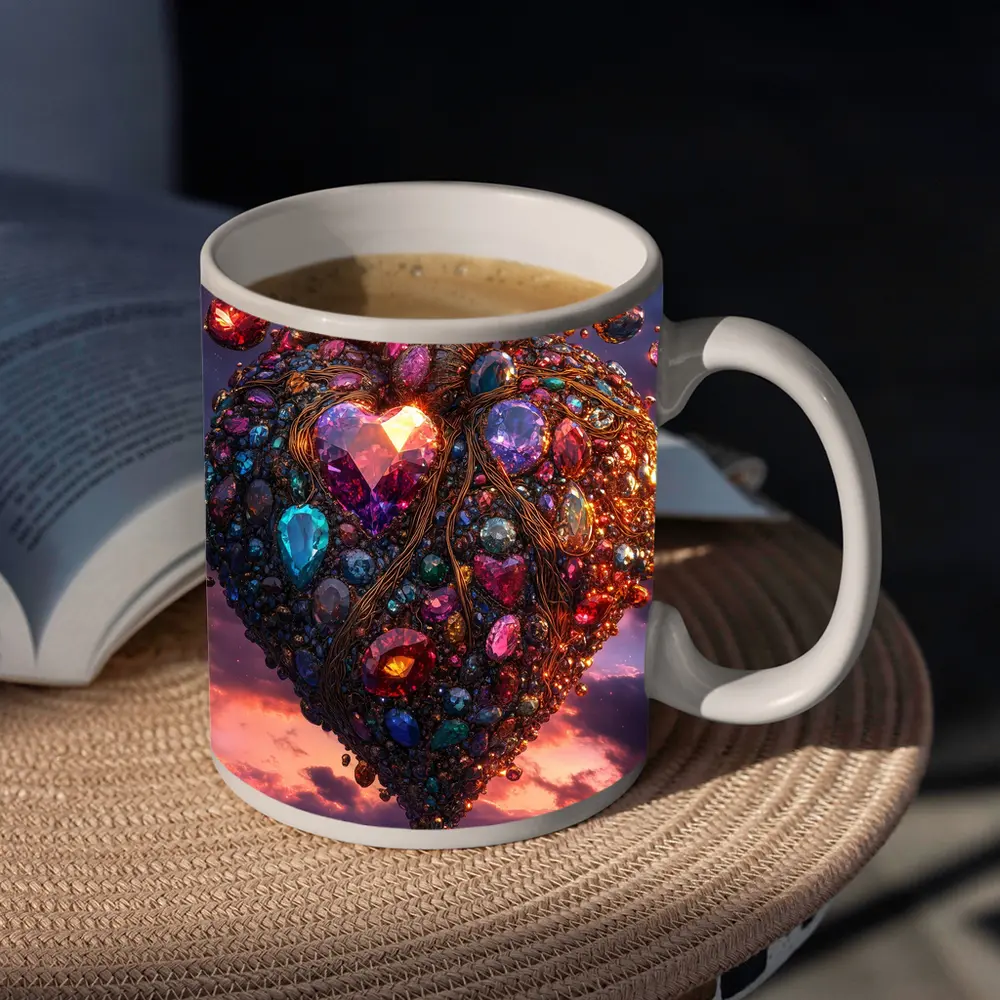 Jeweled Anatomical Heart Floating Twilight Sky – Mugs