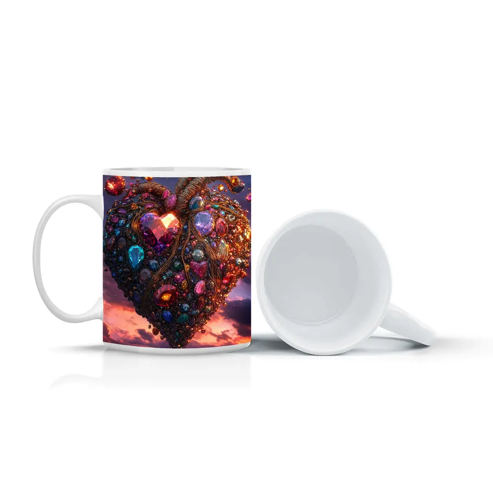 Jeweled Anatomical Heart Floating Twilight Sky – Mugs