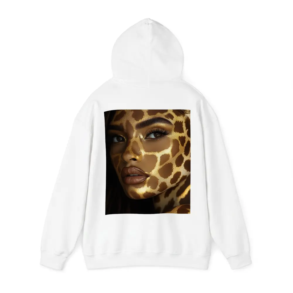 Woman Face Giraffe Pattern Gold Body Art – Hoodies
