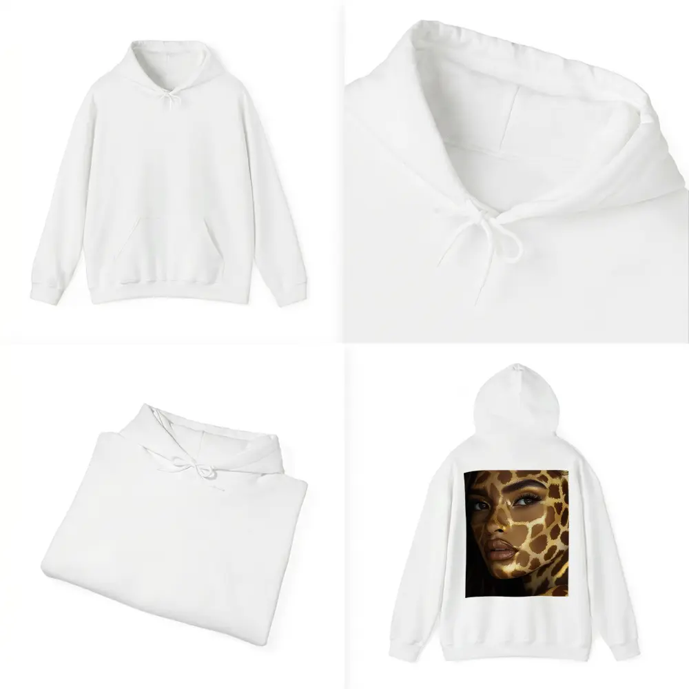 Woman Face Giraffe Pattern Gold Body Art – Hoodies