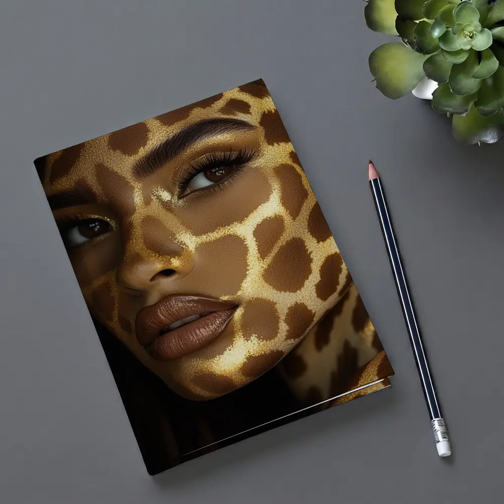 Woman Face Giraffe Pattern Gold Body Art – Notebooks