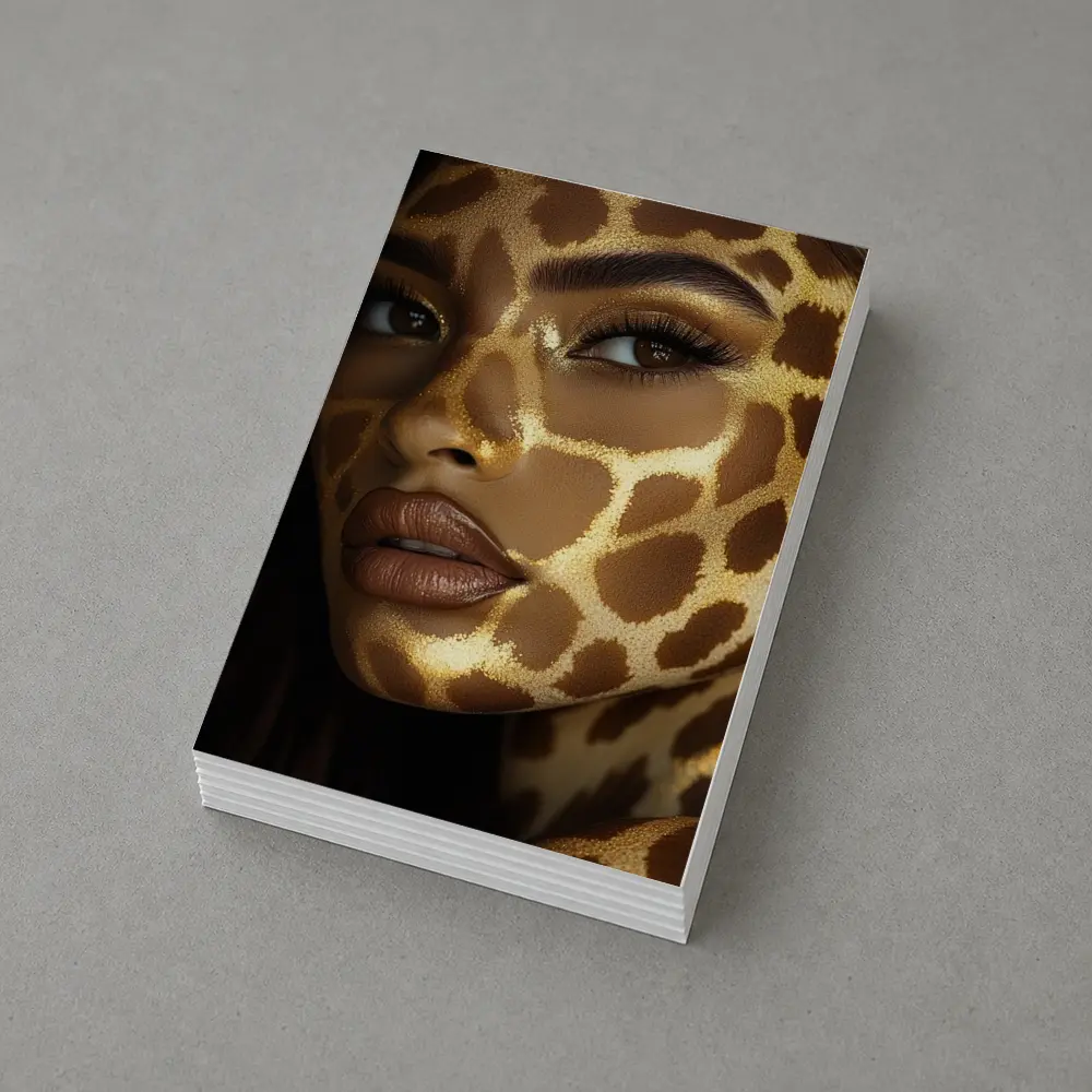 Woman Face Giraffe Pattern Gold Body Art – Postcards