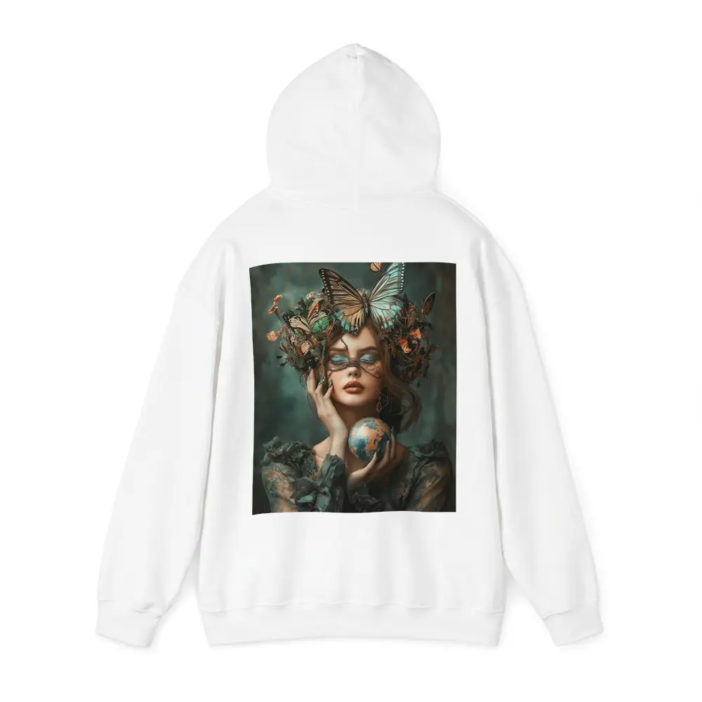 Woman With Butterflies Holding Earth Globe – Hoodies