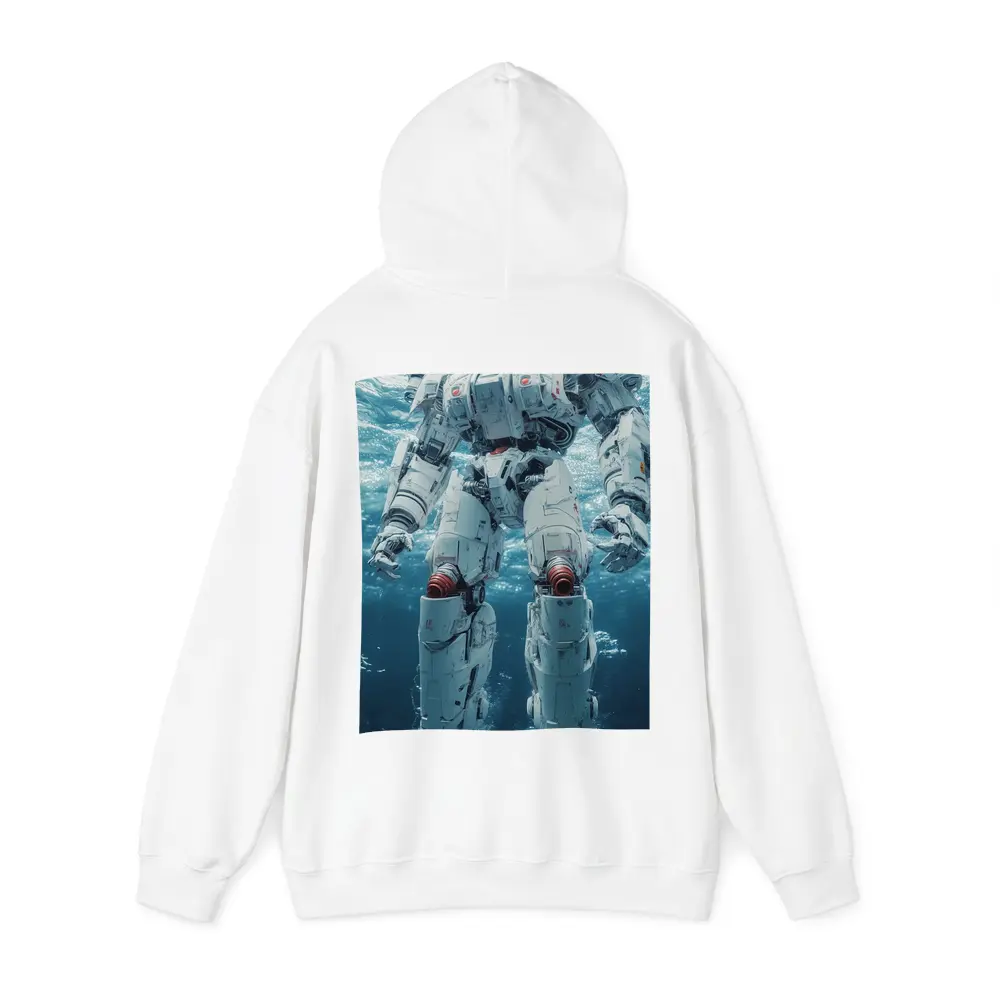 White Mech Robot Standing Underwater Ocean – Hoodies