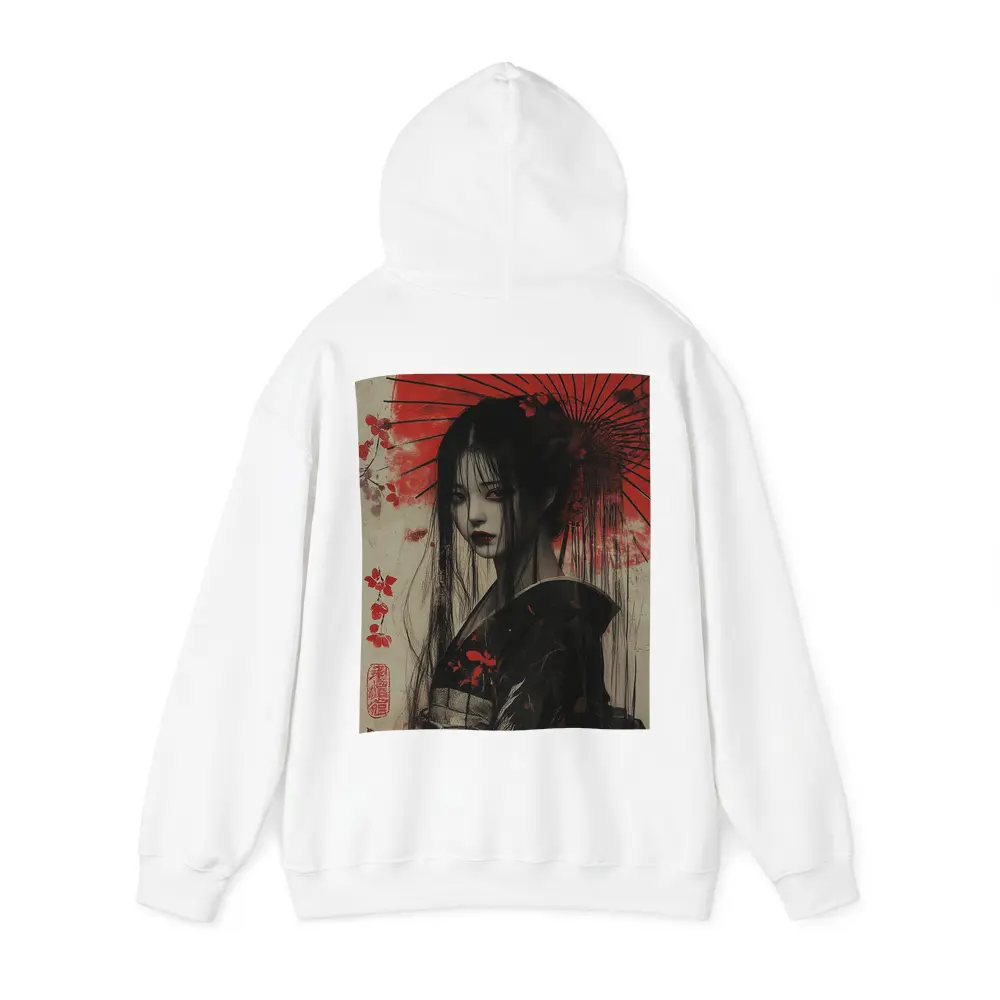 Dark Geisha Red Umbrella Japanese Art – Hoodies