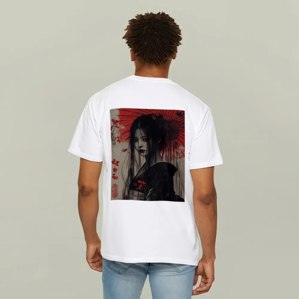 Dark Geisha Red Umbrella Japanese Art – T-Shirts