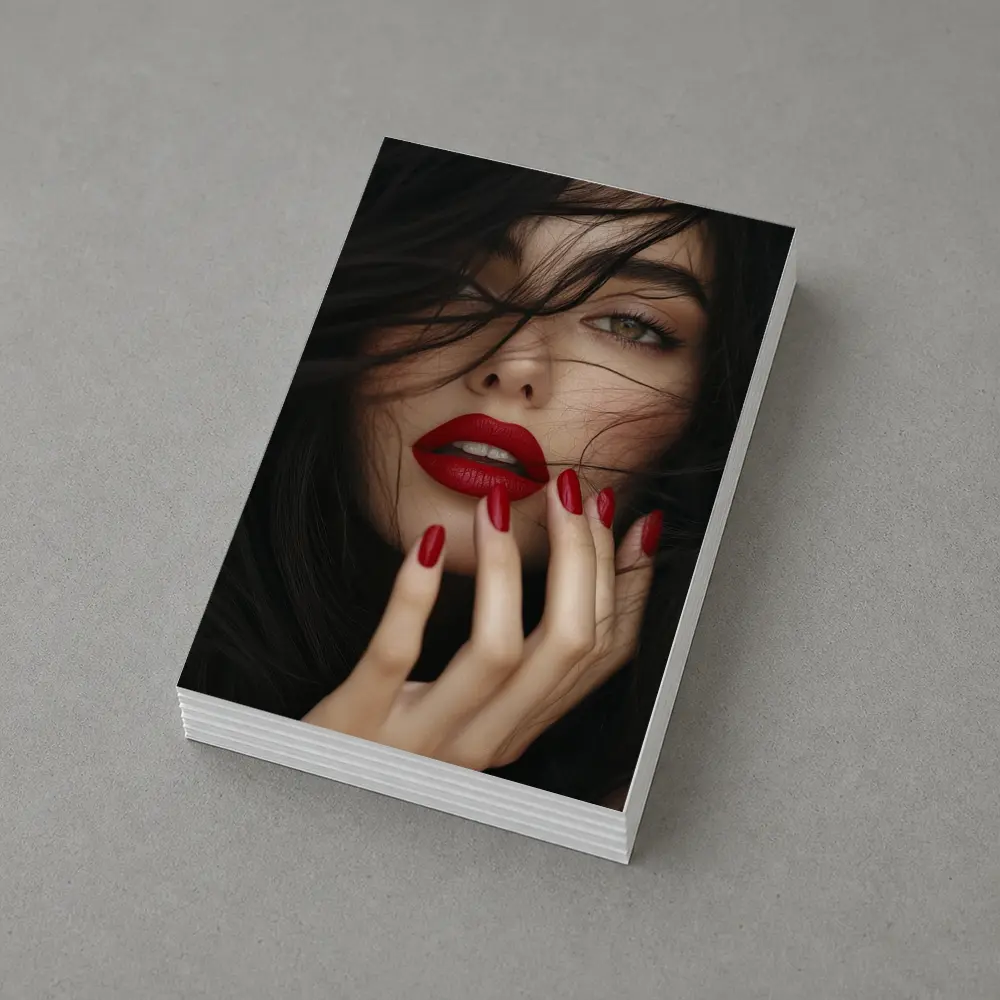 Dark Hair Woman Red Lips Portrait – Postcards