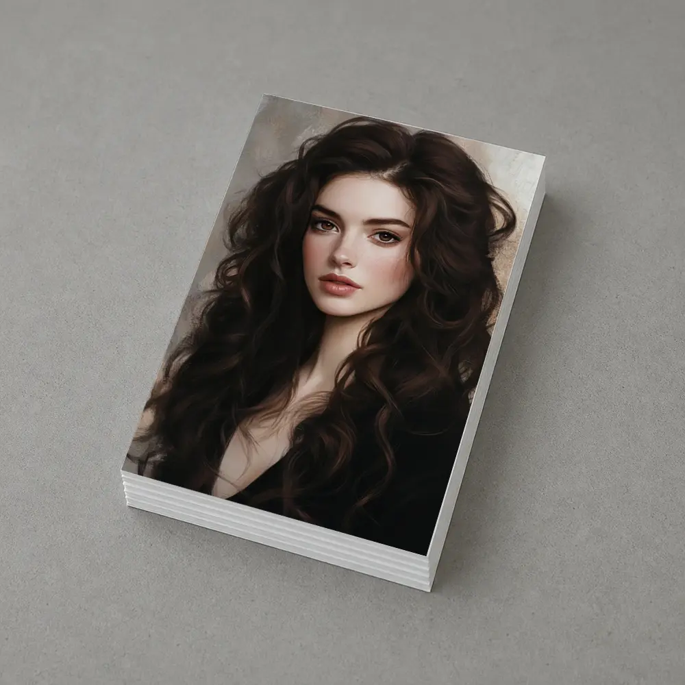 Dark Hair Woman Portrait Digital Art Painting – Postcards