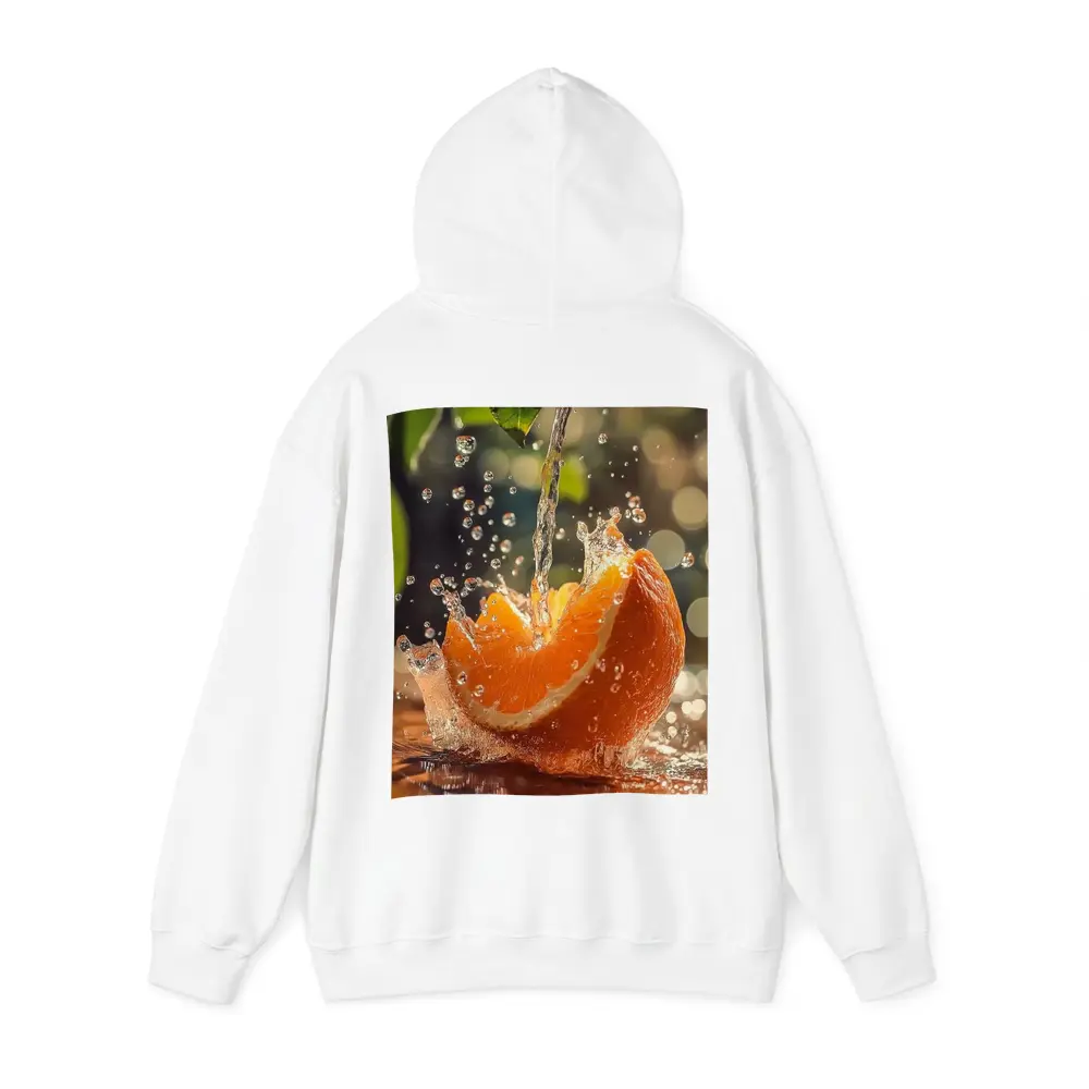 Fresh Orange Slice Water Splash Green Leaves – Hoodies