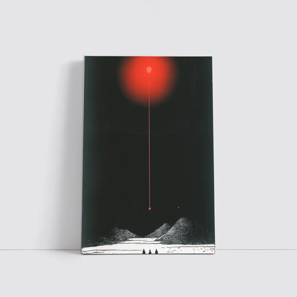 Red Sun Dark Sky Three Figures Desert – Wall Art
