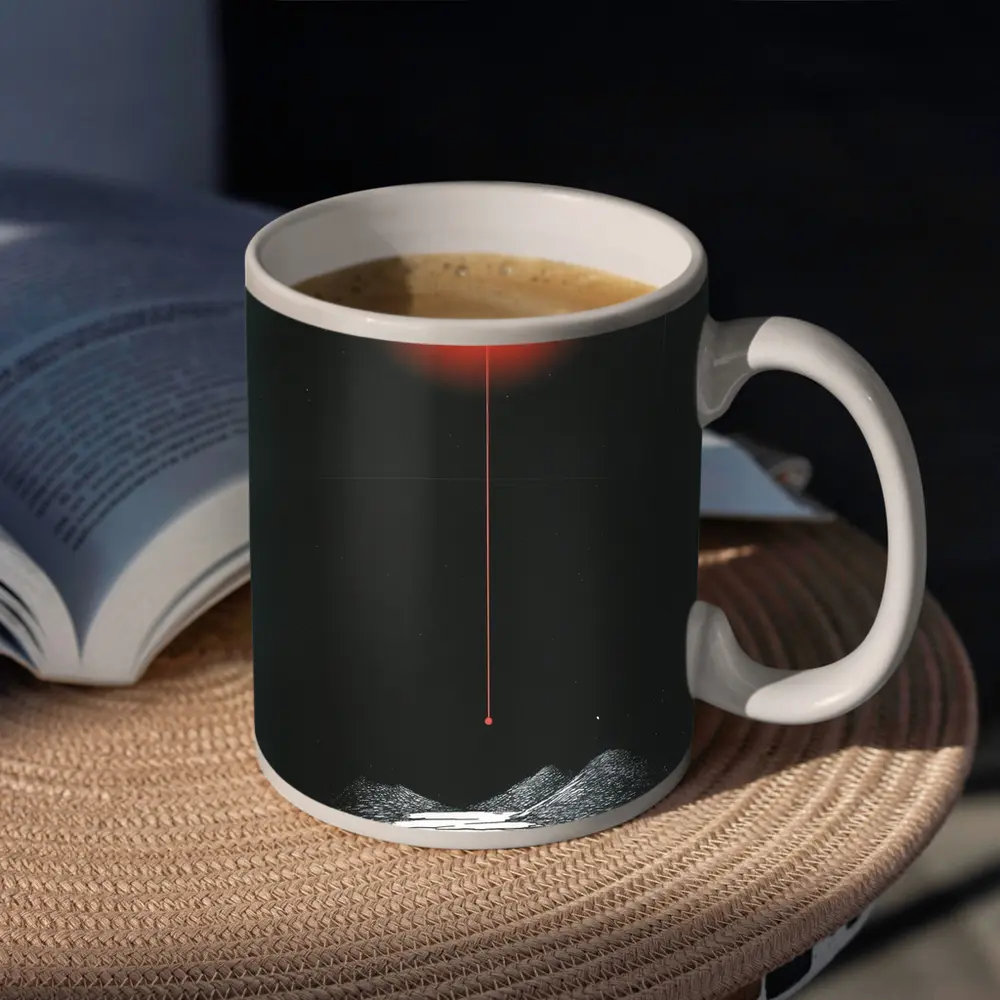 Red Sun Dark Sky Three Figures Desert – Mugs
