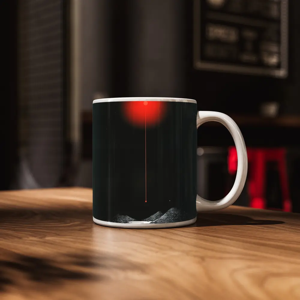 Red Sun Dark Sky Three Figures Desert – Mugs