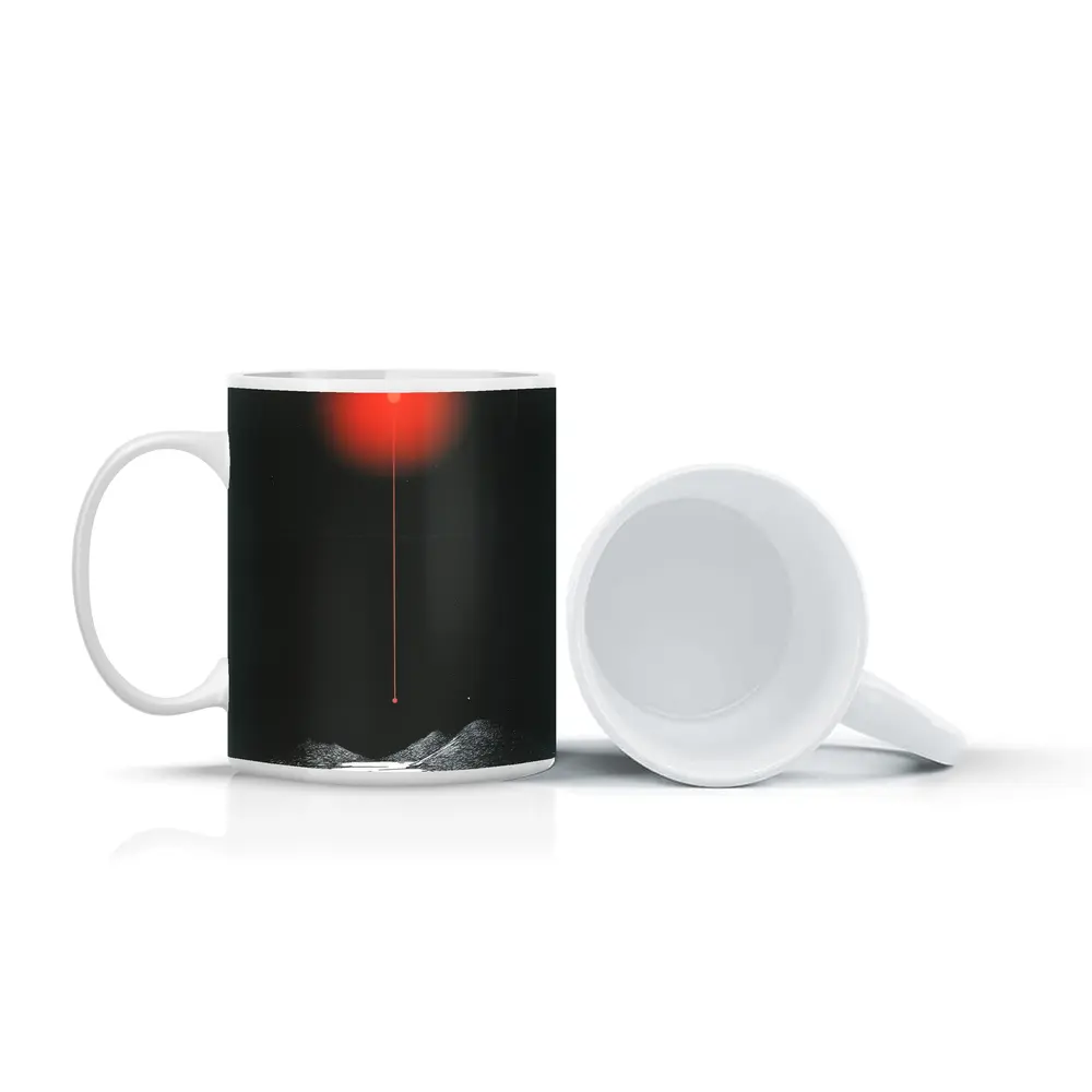 Red Sun Dark Sky Three Figures Desert – Mugs