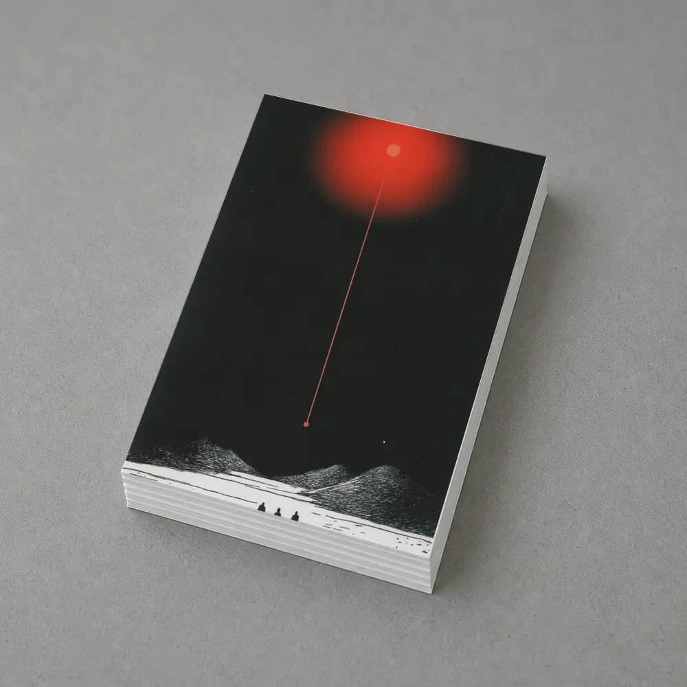 Red Sun Dark Sky Three Figures Desert – Postcards
