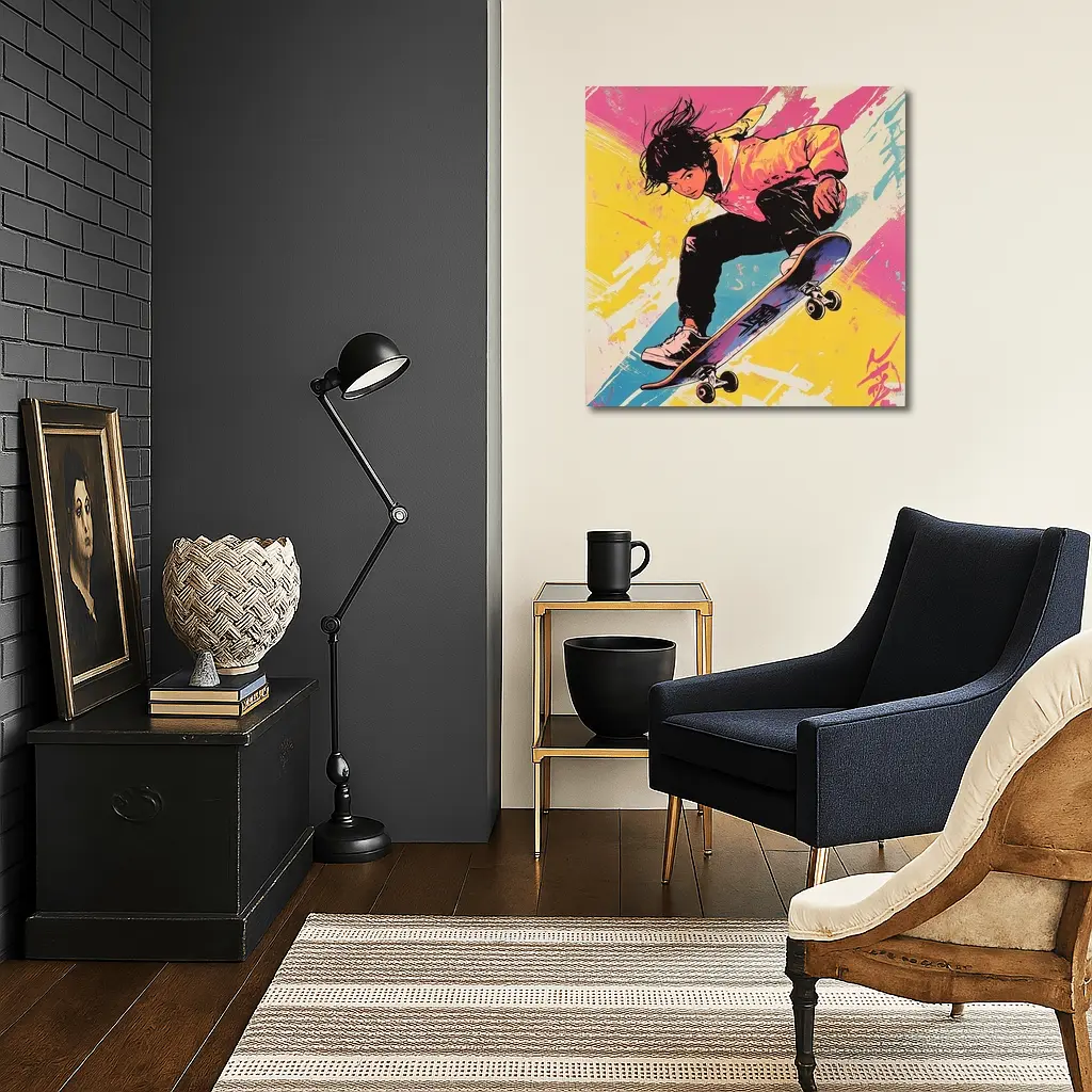 Anime Skater Girl Pop Art Bold Colors – Wall Art