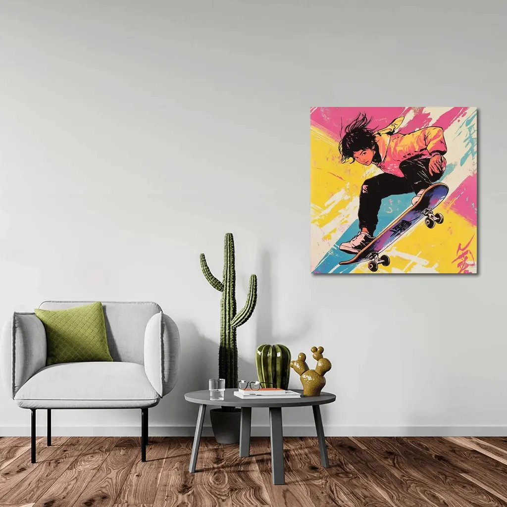 Anime Skater Girl Pop Art Bold Colors – Wall Art