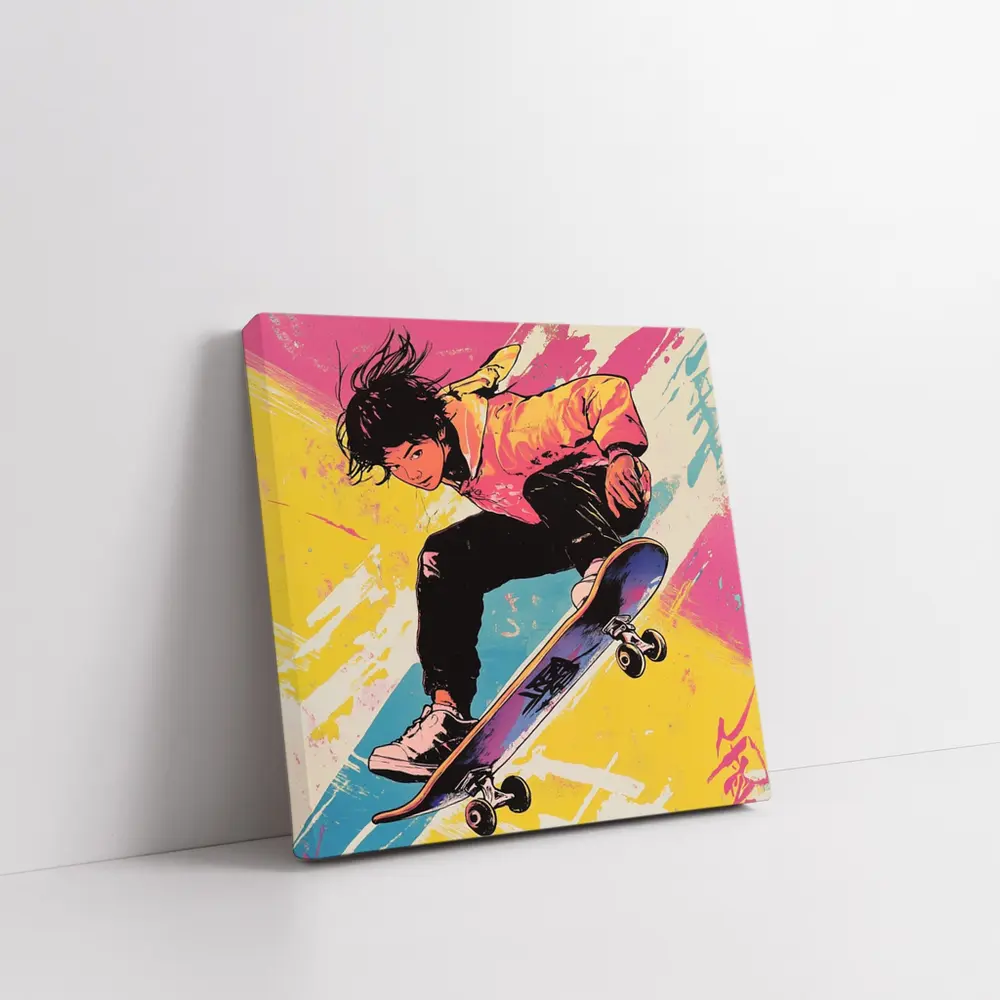 Anime Skater Girl Pop Art Bold Colors – Wall Art