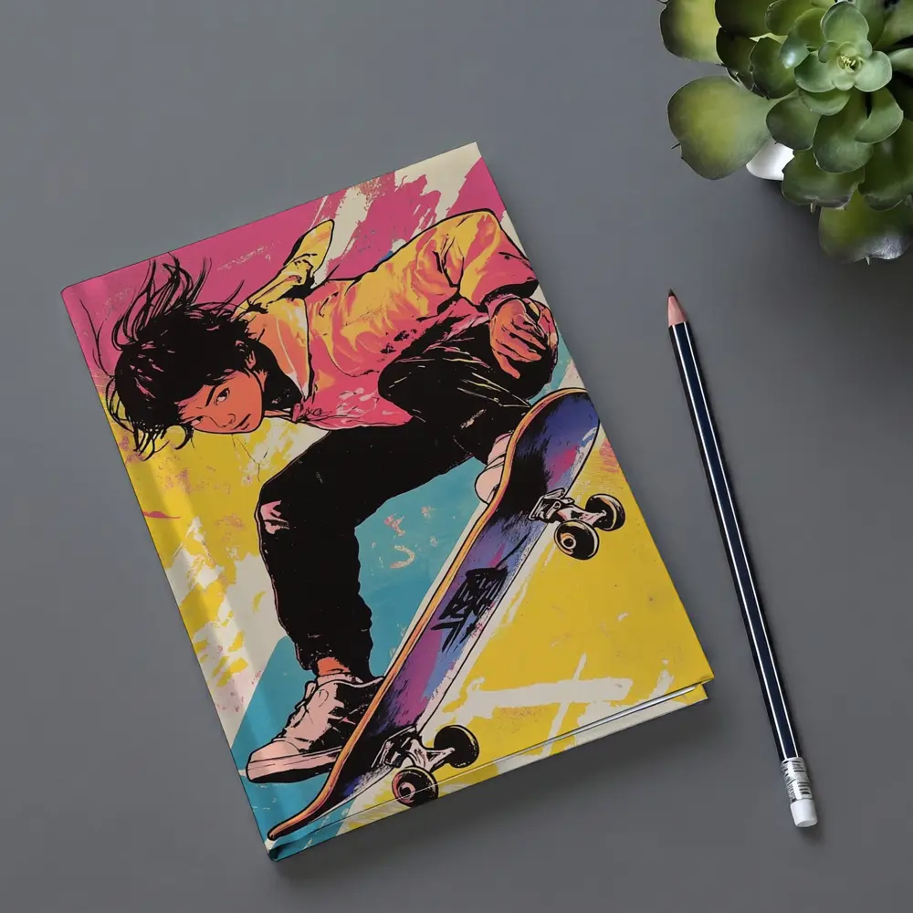 Anime Skater Girl Pop Art Bold Colors – Notebooks
