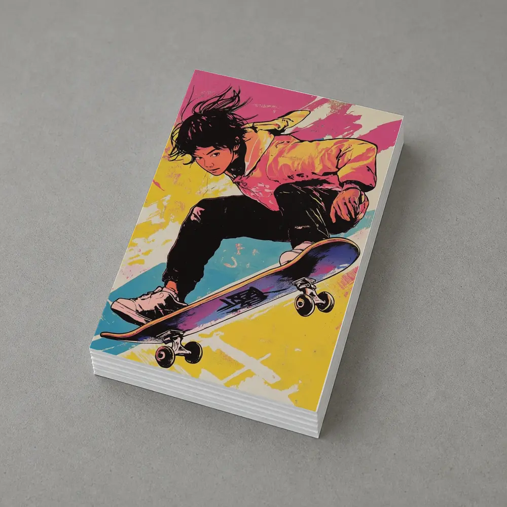 Anime Skater Girl Pop Art Bold Colors – Postcards