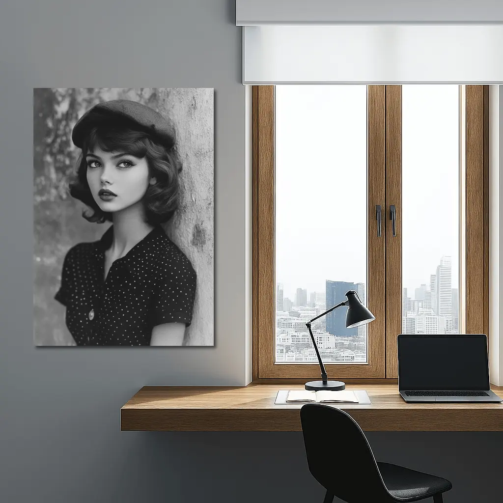 Retro Woman Portrait Black And White Photography – Wall Art