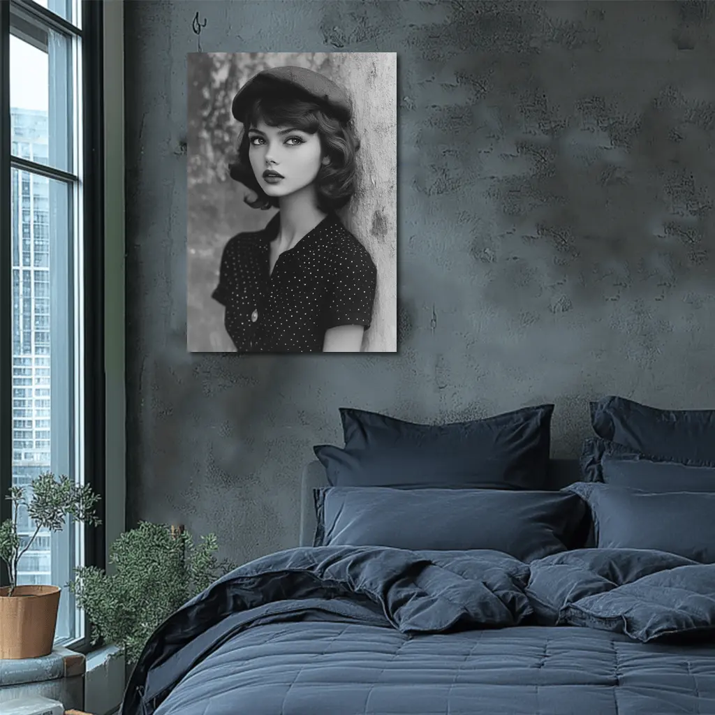 Retro Woman Portrait Black And White Photography – Wall Art