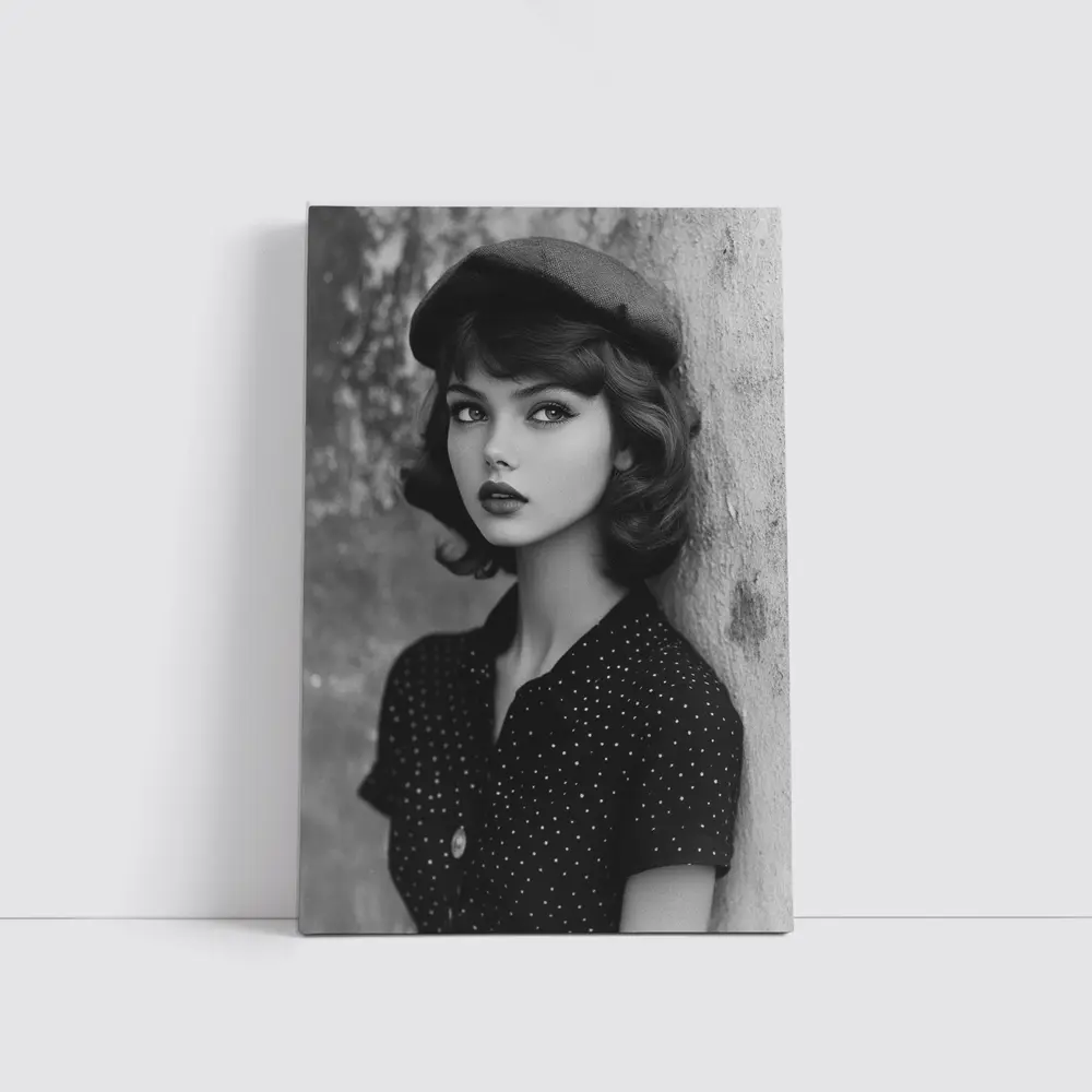 Retro Woman Portrait Black And White Photography – Wall Art