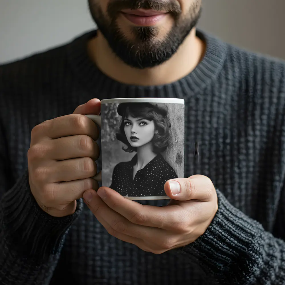Retro Woman Portrait Black And White Photography – Mugs
