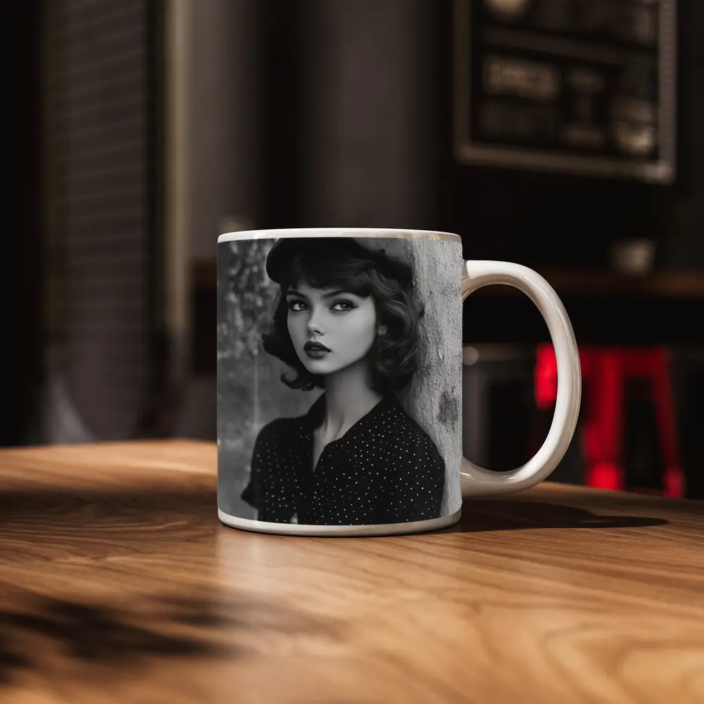 Retro Woman Portrait Black And White Photography – Mugs