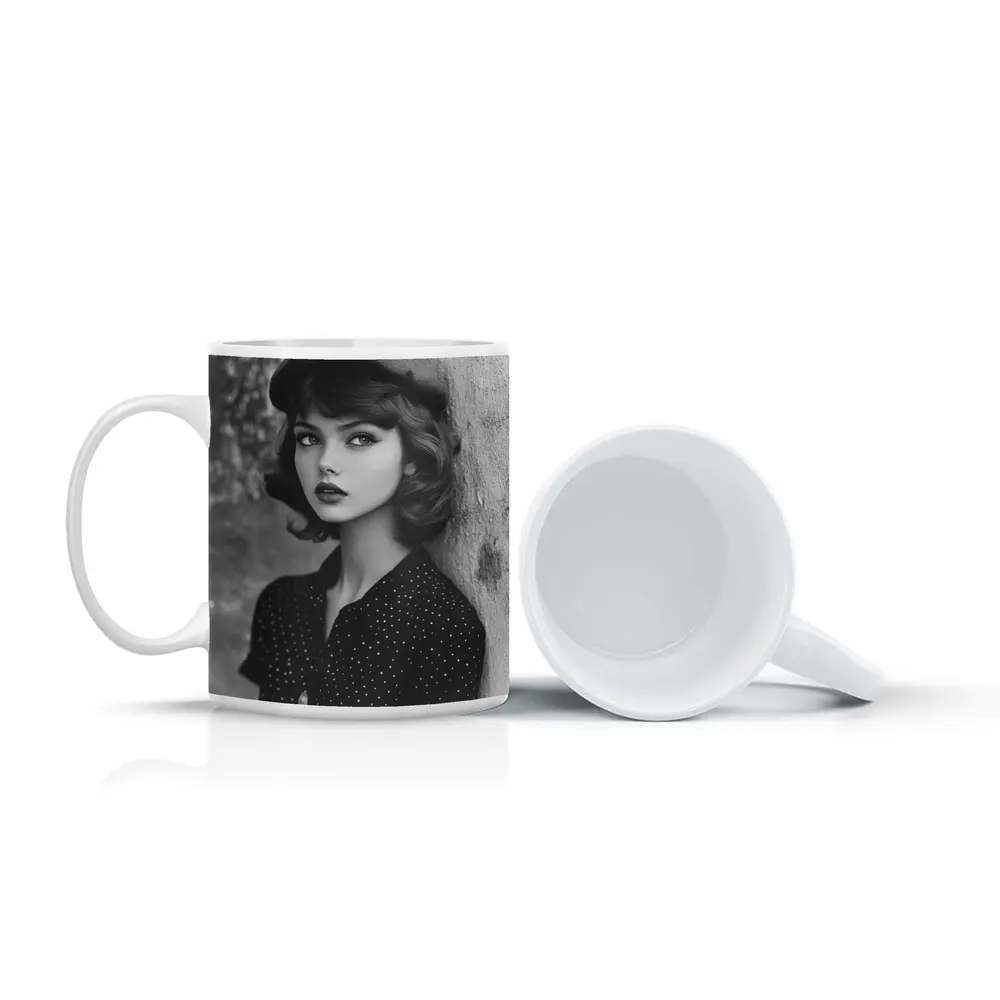 Retro Woman Portrait Black And White Photography – Mugs