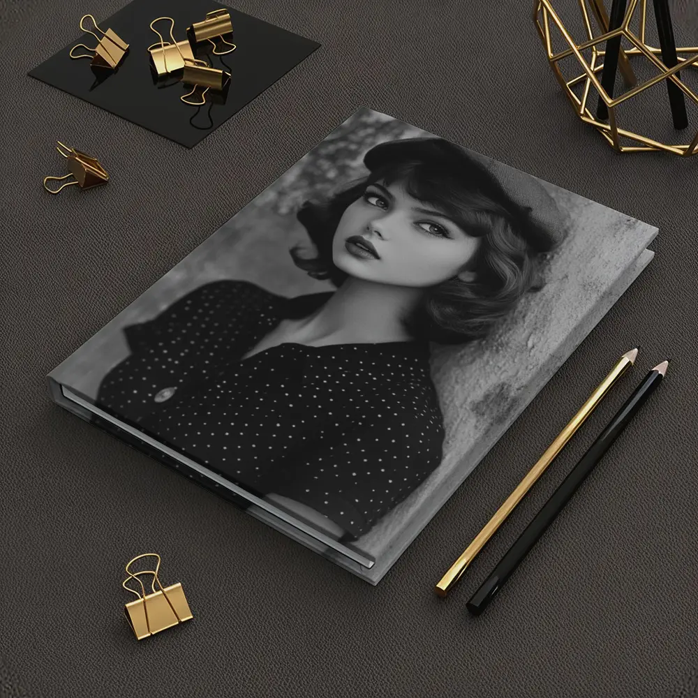 Retro Woman Portrait Black And White Photography – Notebooks