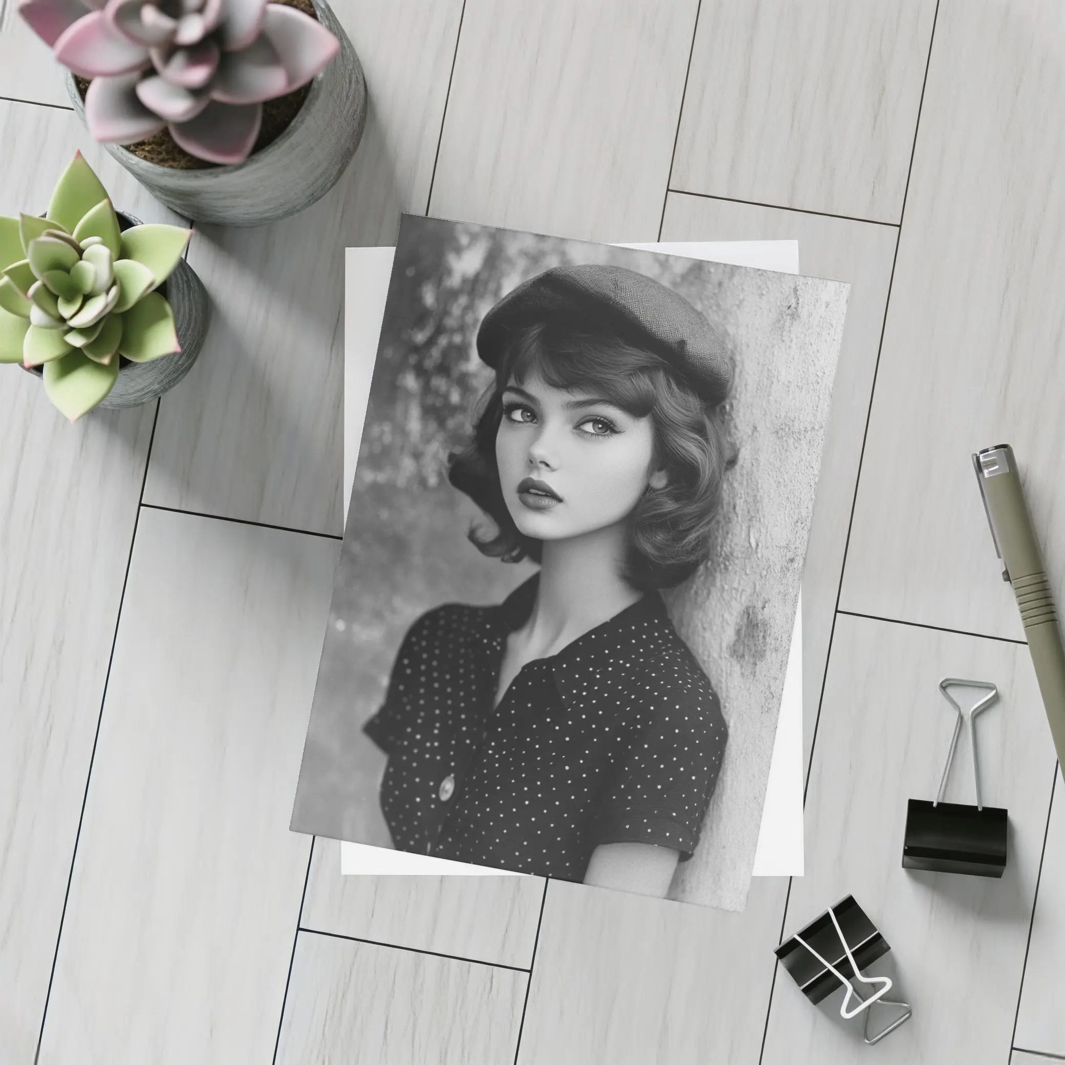 Retro Woman Portrait Black And White Photography – Postcards