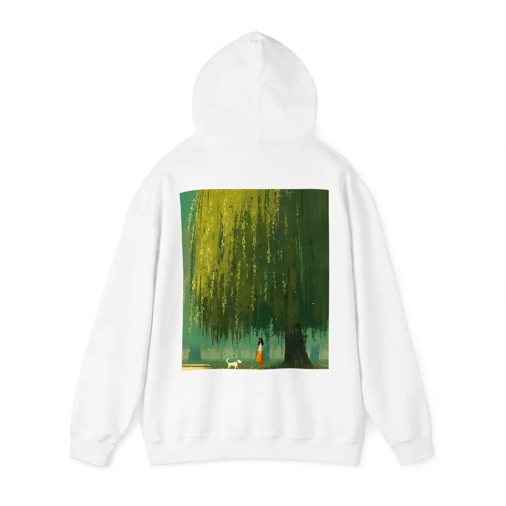 Woman With Dog Under Weeping Willow Tree – Hoodies