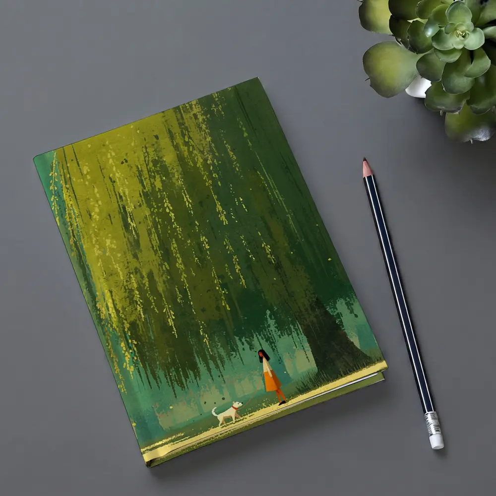 Woman With Dog Under Weeping Willow Tree – Notebooks